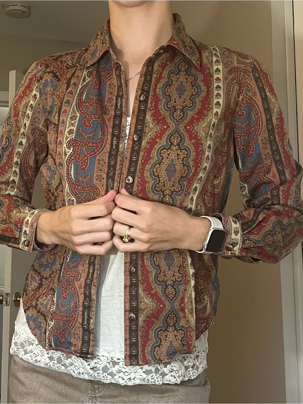 90s Liz Claiborne Paisley Button-Up Shirt